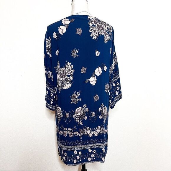 Anandas Collection Women's Blue Floral Kimono Cover-Up Size L - Picture 4 of 7